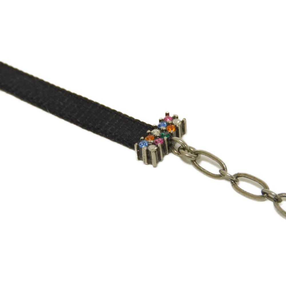 Used J'ADIOR crystal choker (N0681ADRCY 7984) in excellent condition with a black ribbon inset and CD logo in clear