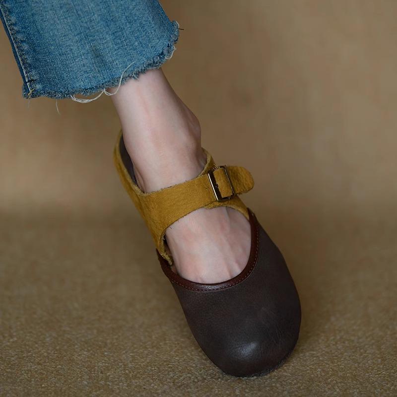 Fashion Soft Sole Single Shoes Autumn New Spliced Two-wear Suede Color-block Non-slip Wear-resistant Flat Shoes