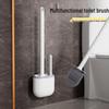 Wall-Mounted Long-Handled Silicone Toilet Brush Set with Base