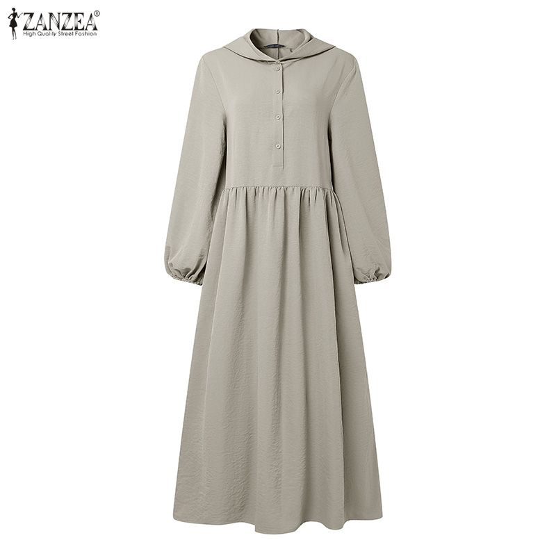ZANZEA Women Autumn Casual Long Sleeve Loose Hoodies Long Dress