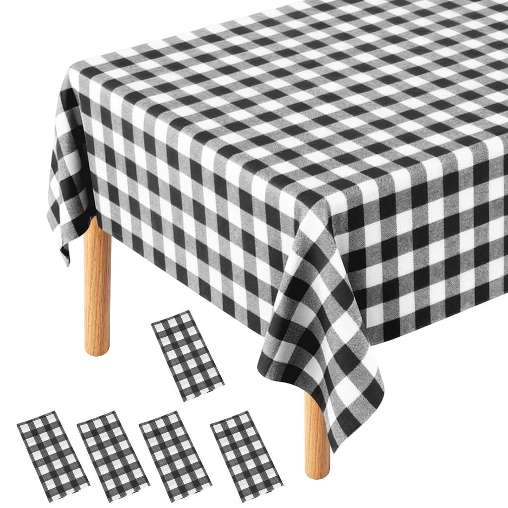5pcs 54 X 108" Gingham Table Cloths Rectangle Plastic Tablecloth Waterproof Table Cover for Dining Birthday Party Kitchen Picnic