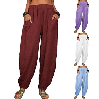 Pantalones Casuales para Mujer con Bolsillos Cintura Elástica Pantalones Largos Sueltos