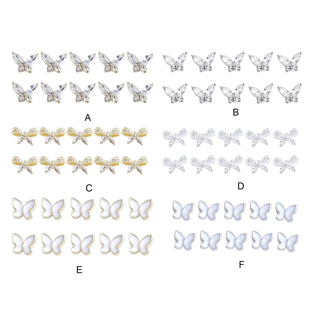 3D Nail Art Charms Bow-Nail Rhinestones Nail Gems Alloy Butterfly-Nail Crystals Diamonds for DIY Nail Art Decorations