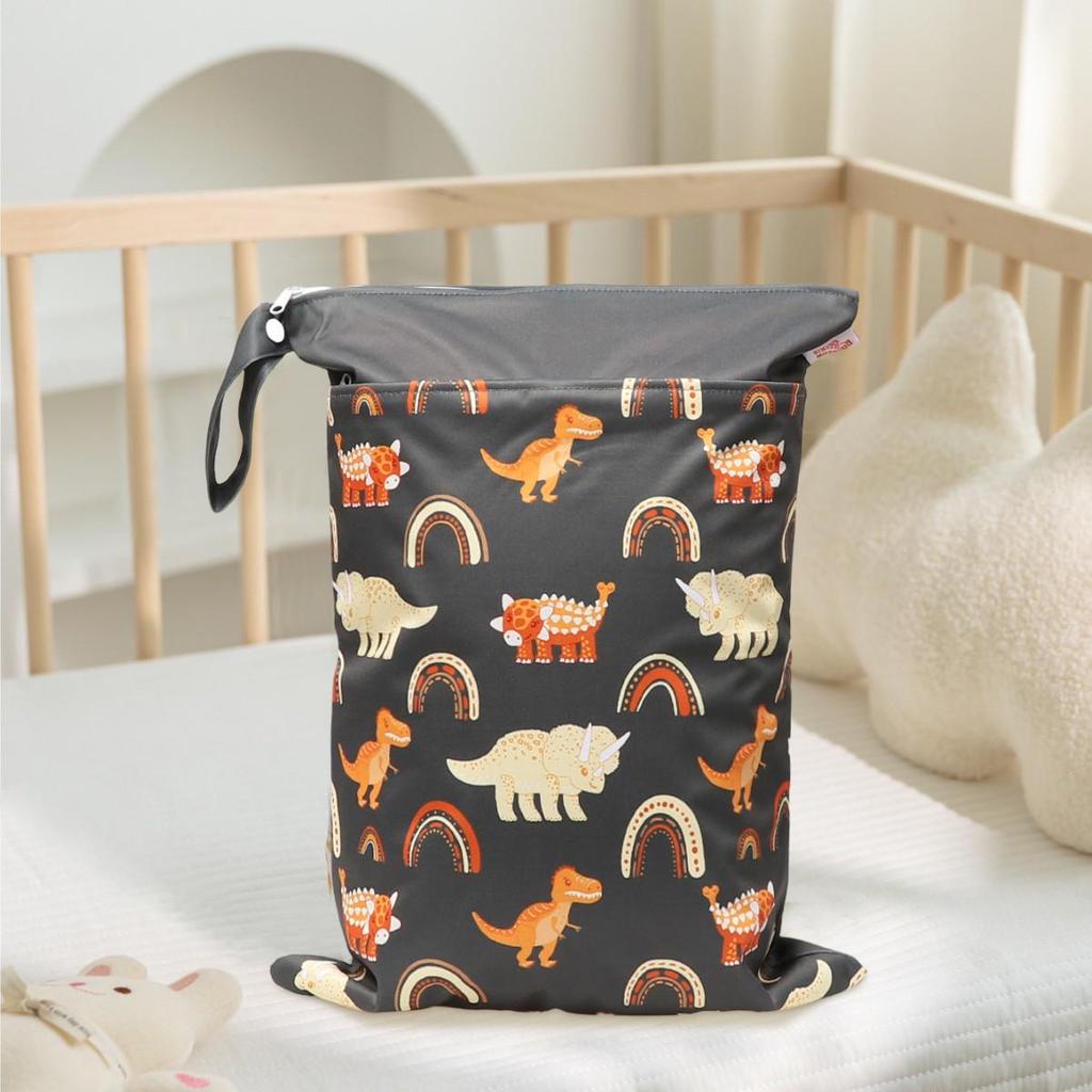 Nordic Dinosaur Baby Room Storage Bag - Waterproof Double Layer Wet/Dry Hanging Bag