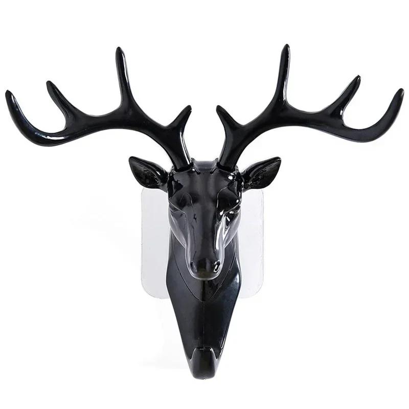 1 Pcs Wall Hanging Hook Vintage Deer Head Antlers For Hanging Clothes Hat Scarf Key Deer Horns Hanger Rack Wall Decoration