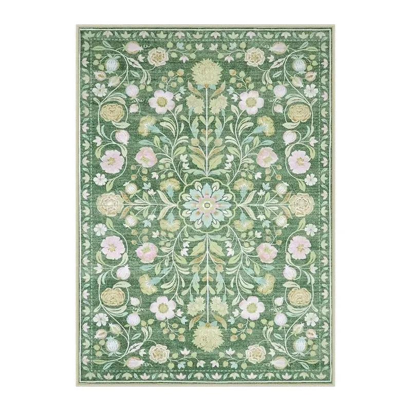Boheemse Roze Bloemen Vloerkleed voor Woonkamer Slaapkamer Antislip Zacht Machine Wasbaar Vloermat Huisdecoratie 160x200cm(62x78in)