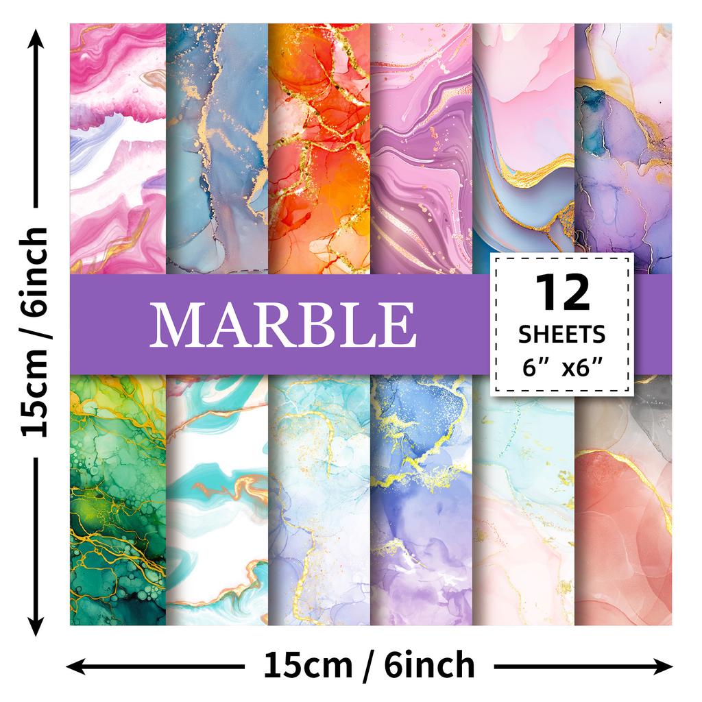 12 Bags Of Marble Gilt Pattern Personalized Diy Creative Handmade Handbook Material Paper