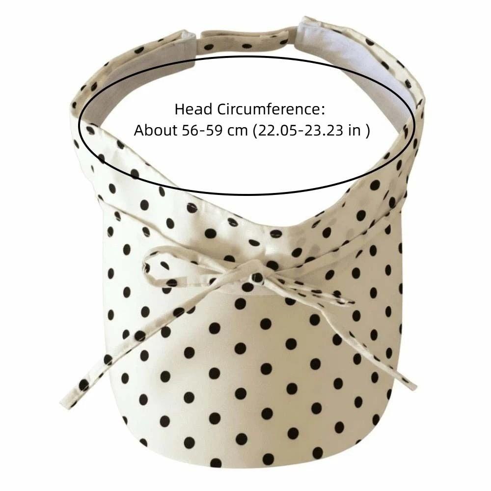 Ponytail Hat Polka Dot Sun Visor Breathable Adjustable Open Top Cap Wide Brim Washable Beach Hat Ladies