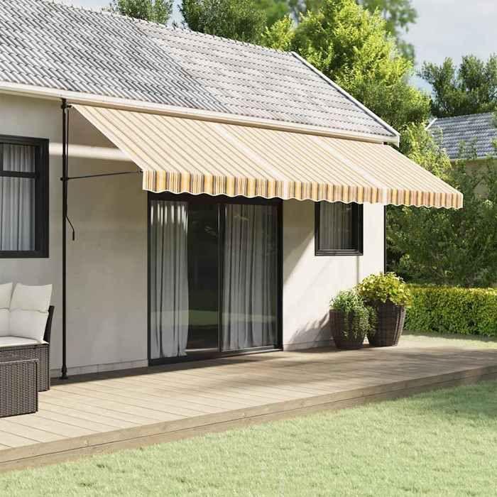 VidaXL Replacement Fabric for Awning Multicolored Stripes 5x3.5 M, Replacement Awning Top, Patio Sunshade, 367741