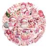 Christmas Stickers Transparent Plastic PET Pink Santa Claus Holiday 54PCS Cute Stationery Pen Holder Children's Decor Stickers