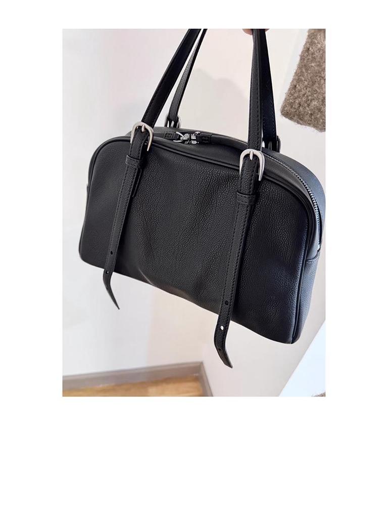 Niche Retro Large Capacity Leather Yoyo Bowling Bag - Women's High-End Shoulder Handbag