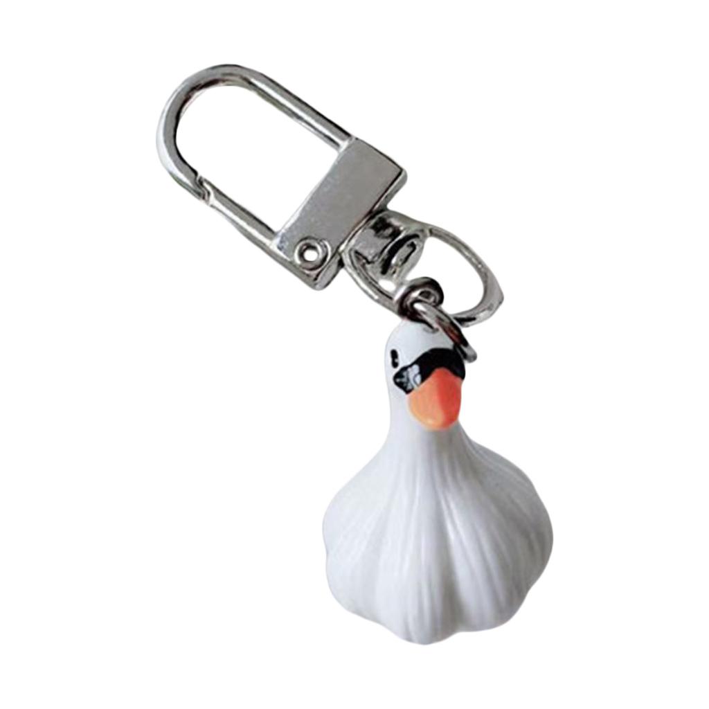 Kreativer Knoblauchförmiger Schlüsselanhänger Knoblauch-Enten-Schlüsselanhänger Blickfangendes Schlüsselzubehör Cartoon-Schlüsselhalter Geeignet für den Alltag