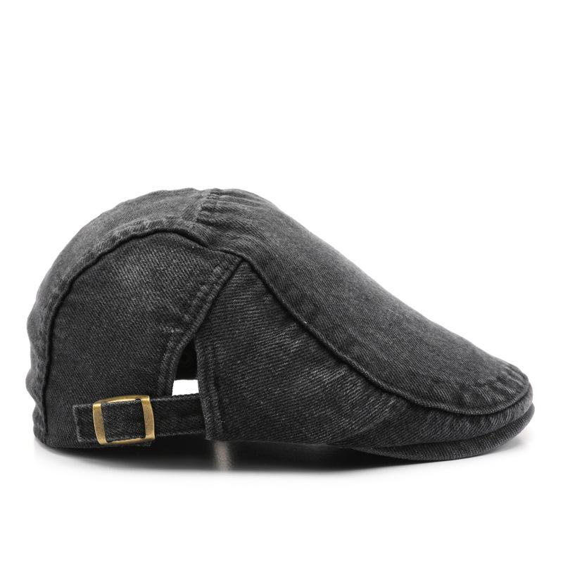 Denim Newsboy Cap for Men Women Adjustable Washed Jeans Beret Hat Retro Flat Cap Unisex Streetwear Hat чёрный