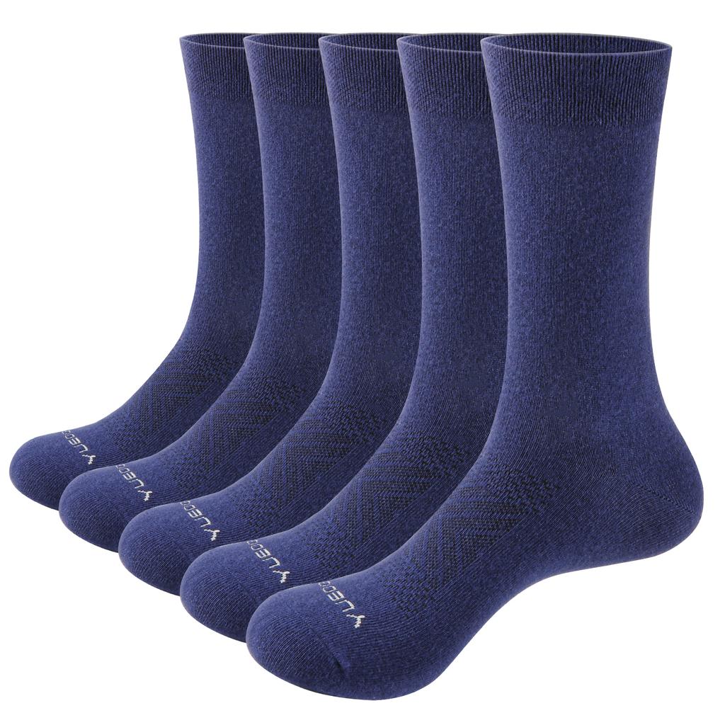 YUEDGE Mens Breathable Comfortable Thin Cotton Socks Classic Casual Mid Crew Calf Business Dress Socks For Size 37-46
