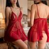 Sex Underwear Sexy Free Large Size Light Luxury Sweet Mesh Deep V Suspender Nightdress Lace Robe Uniform Women