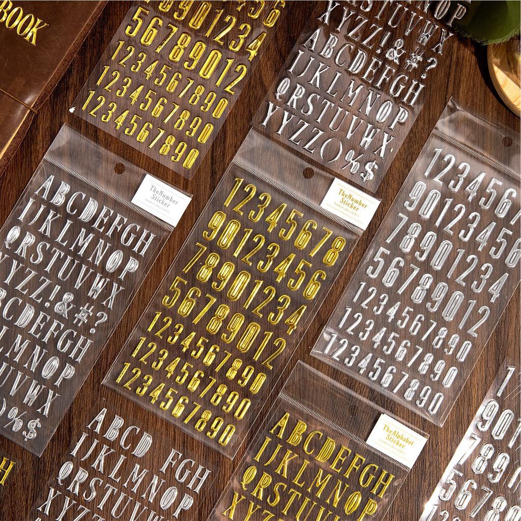 1pcs/1lot Kawaii Scrapbook Stickers  Numbers in English Junk Journal Gold Planner Stationery Sticker Planner Decorative