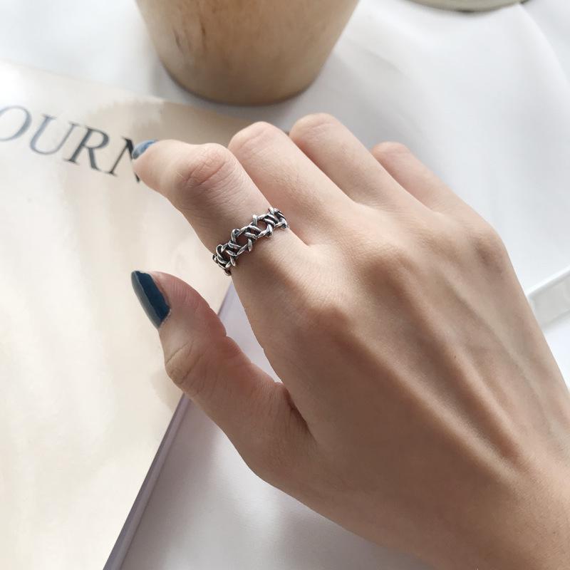 Trendy Hexagram Star Silver Ring: Adjustable S925 Sterling for Women