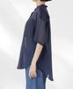 Nano Universe Band Collar Sheer Short Sleeve Size F Women's Shirt, 050, Brown, 673-5121321
