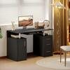 Computer Desk, 120 x 55 cm, Keyboard Tray, 3 Drawers, Black
