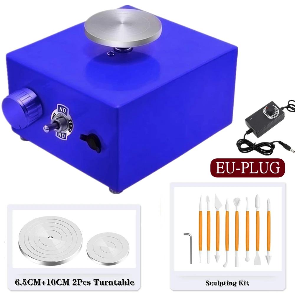 Electric Pottery Wheel Machine with Turntable+Sculpting Kit, DIY Clay Tools Mini Pottery Forming Machine for Arts Crafts Ceramic