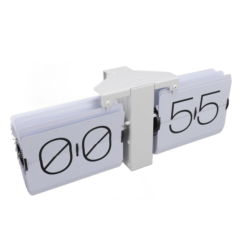 Big Flip Clock Smooth Surface Easy To Read Knob Adjustment Automatic Flip Clock for Bedroom Living Room 24Hour White PT