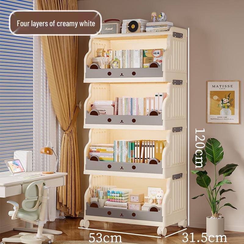 Children's Movable Multi-Layer Bookshelf and Storage Rack