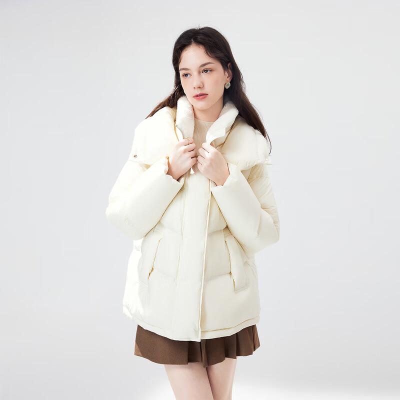 Qiushui Yiren Women's Fashion Big Lapel 90% White Duck Down Winter Puffer Coat