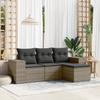 4 Piece Grey Outdoor Sofa Set with Cushions Poly Rattan