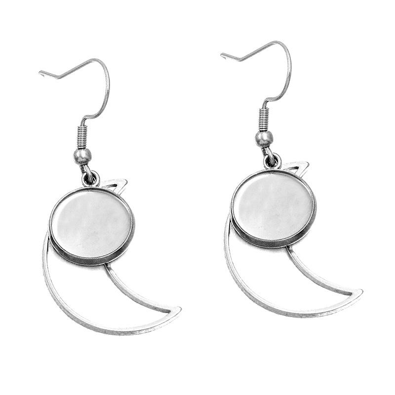 10 Styles Stainless Steel 12mm Time Gem Base Geometric Irregular Earring Hook Pendant
