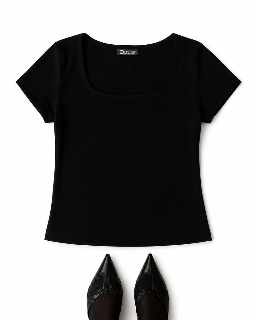 DEAR,ME [2Pack] Slim Fit Square Neck T-Shirt