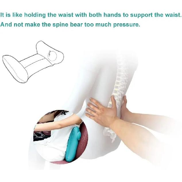 Inflatable Travel Nursing Waist Pillow, Blow Up Lumbar Body Back Support Pillow for Airplane Long Flight Journey Travel Airplane