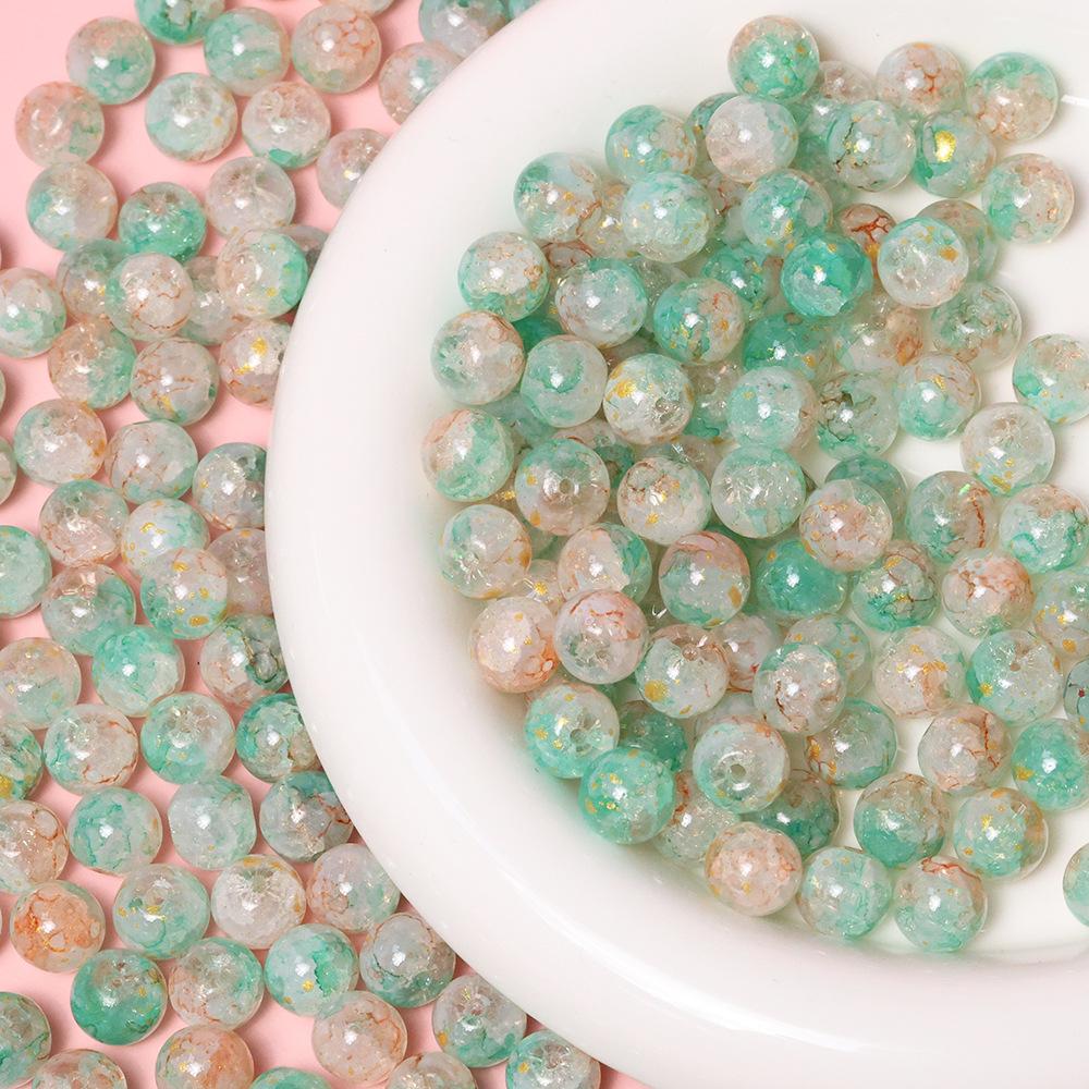 Yori 40pcs 10mm Imitation Crack Glass Beads Round Loose Spacer Beads for Jewelry Making DIY Bracelets Phone Chain Accessories