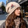 Cute Cartoon Bear Hat for Women Autumn and Winter Baotou Knitted Hat Versatile Pile Hat Showing Face Small Curled Edge Cold Hat