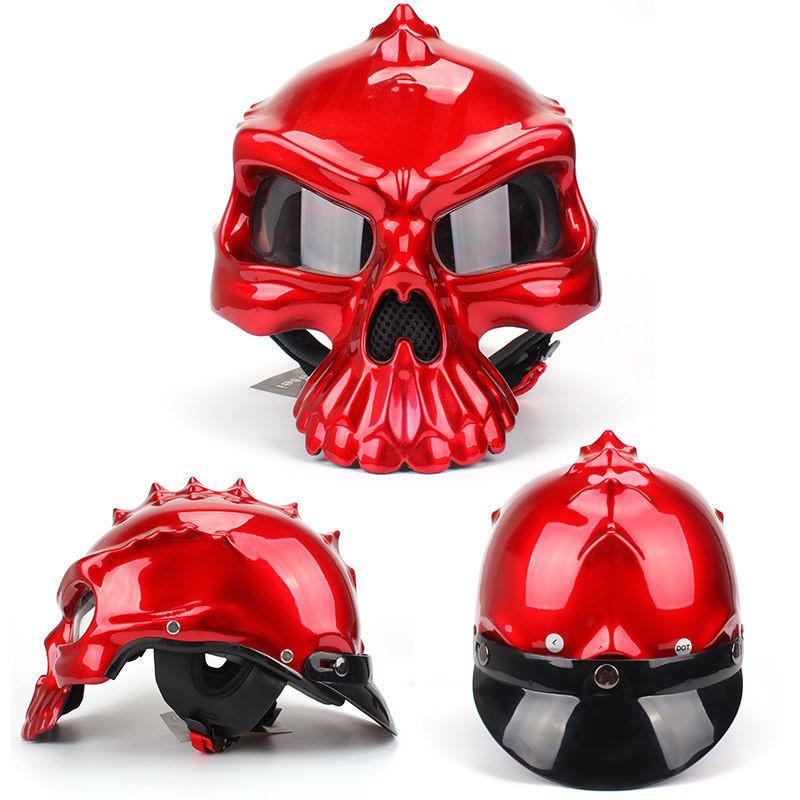 ABS Motorcycle Half Helmet With Reversible Skull Design Men Cycling Protective Gear Safety