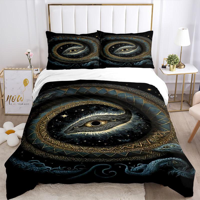 3pc Serpent Universe Cover Set - 1 Quilt Cover + 2 Pillowcases, All Seasons Bedroom Setting, Perfect for Home078