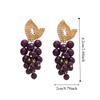 Imitation Fruit Purple Beaded Earrings Light Luxury Vintage Earrings Grape Stud Earrings  Party