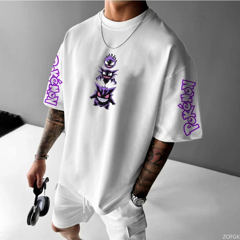 Anime Pokemon Nadruk Oversizowe Męskie Koszulki Lato Y2k Odzież Damska Koszulka z Krótkim Rękawem Bawełniane Codzienne Topy Hip-hop Streetwear