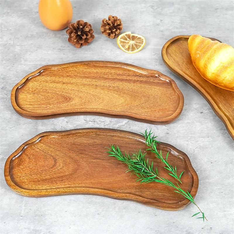 Wooden Tea Coffee Tray Fruit Dessert Candy Plate Japanese Style Bread Snack Food Dish Tray Decorative Tableware for Home Kitchen