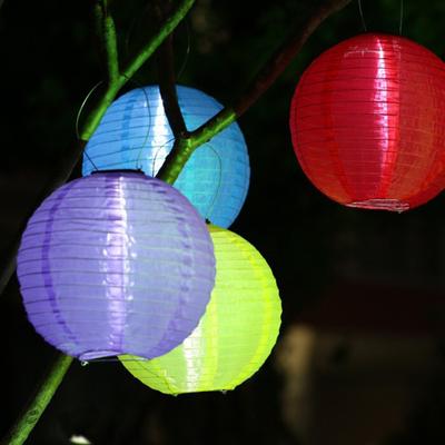Lanterna Solare Pieghevole 25/30CM con Manico IP44 Impermeabile Esterno Giardino Appeso Lanterna Decorativa Tradizionale Cinese LED Tessuto