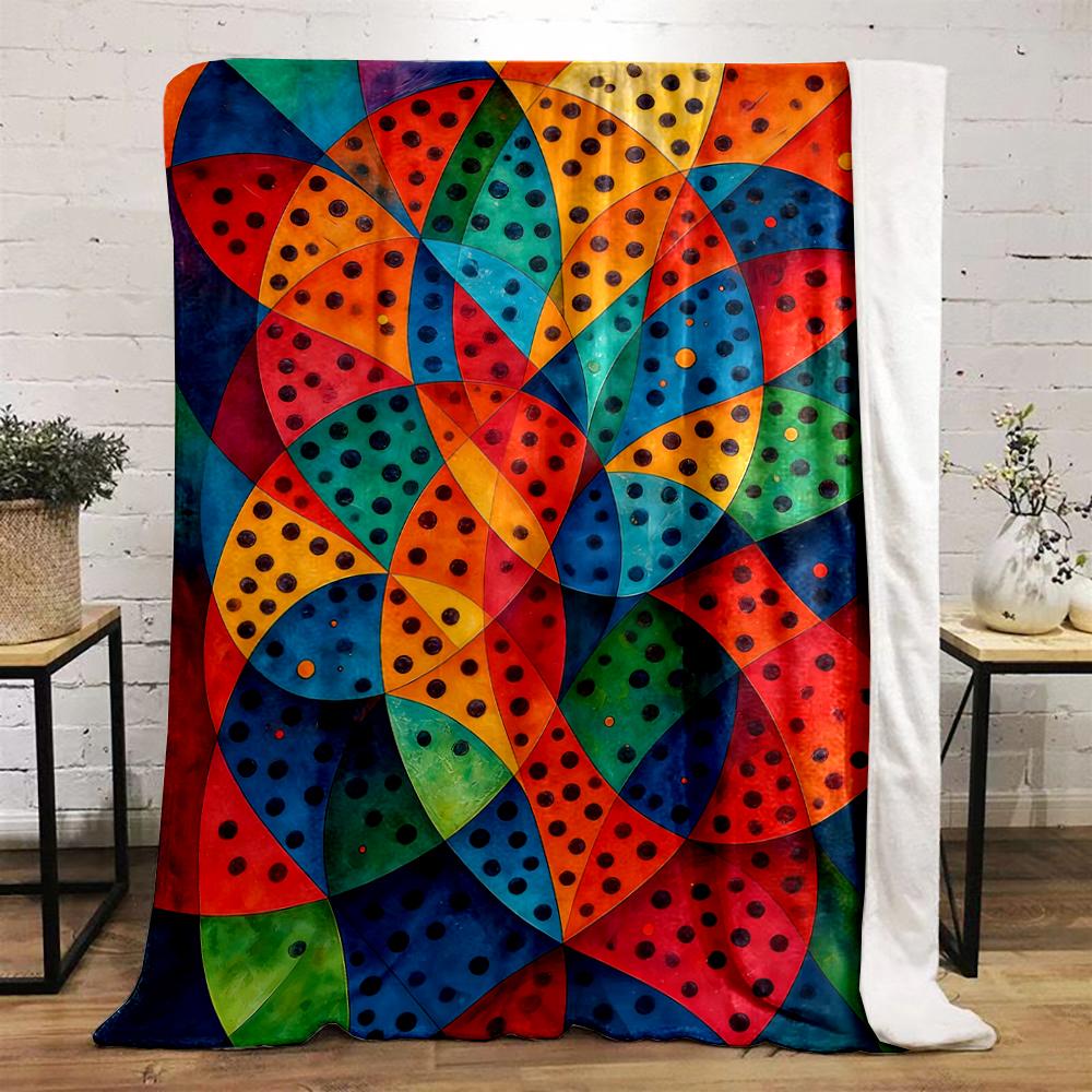 Colorful Geometric Pattern Blanket Artwork Flannel blanket for bedroom, living room, sofa, and nap sofas.