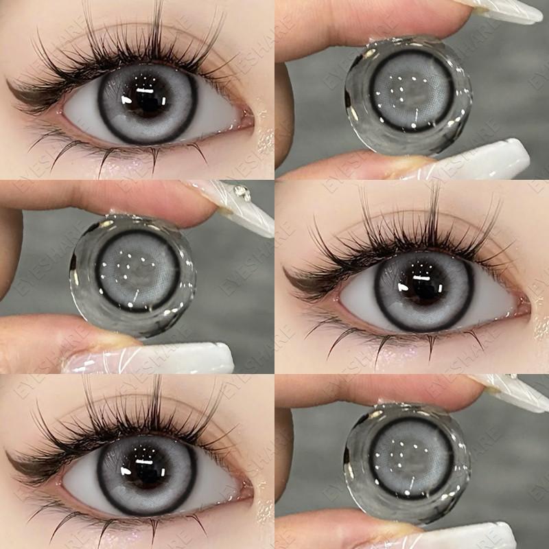 EYESHARE 1 Pair Colorful Contact Lenses 0.00~ -6.00 Myopia Prescription Brown Natural Lenses Yearly Beauty Pupils