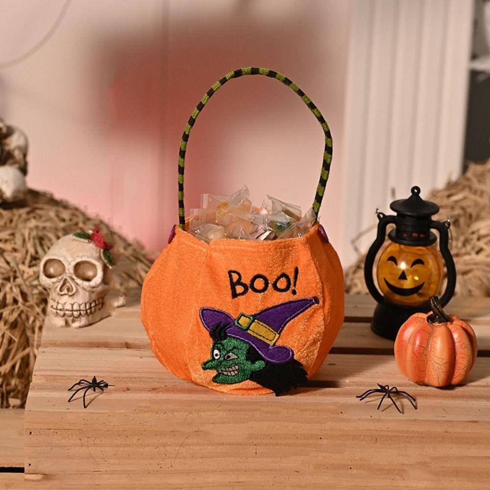 Gifts Pouch Trick or Treat Bag Non-woven Pumpkin Bag Funny Halloween Candy Drawstring Bag  Children