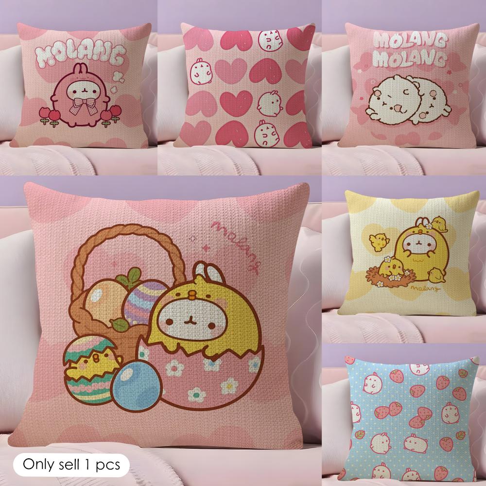 Classic MMolang Cushion Cover Natural Linen Organic Fabric DoubleSided Printing Couch Pillow Covers Home Decor
