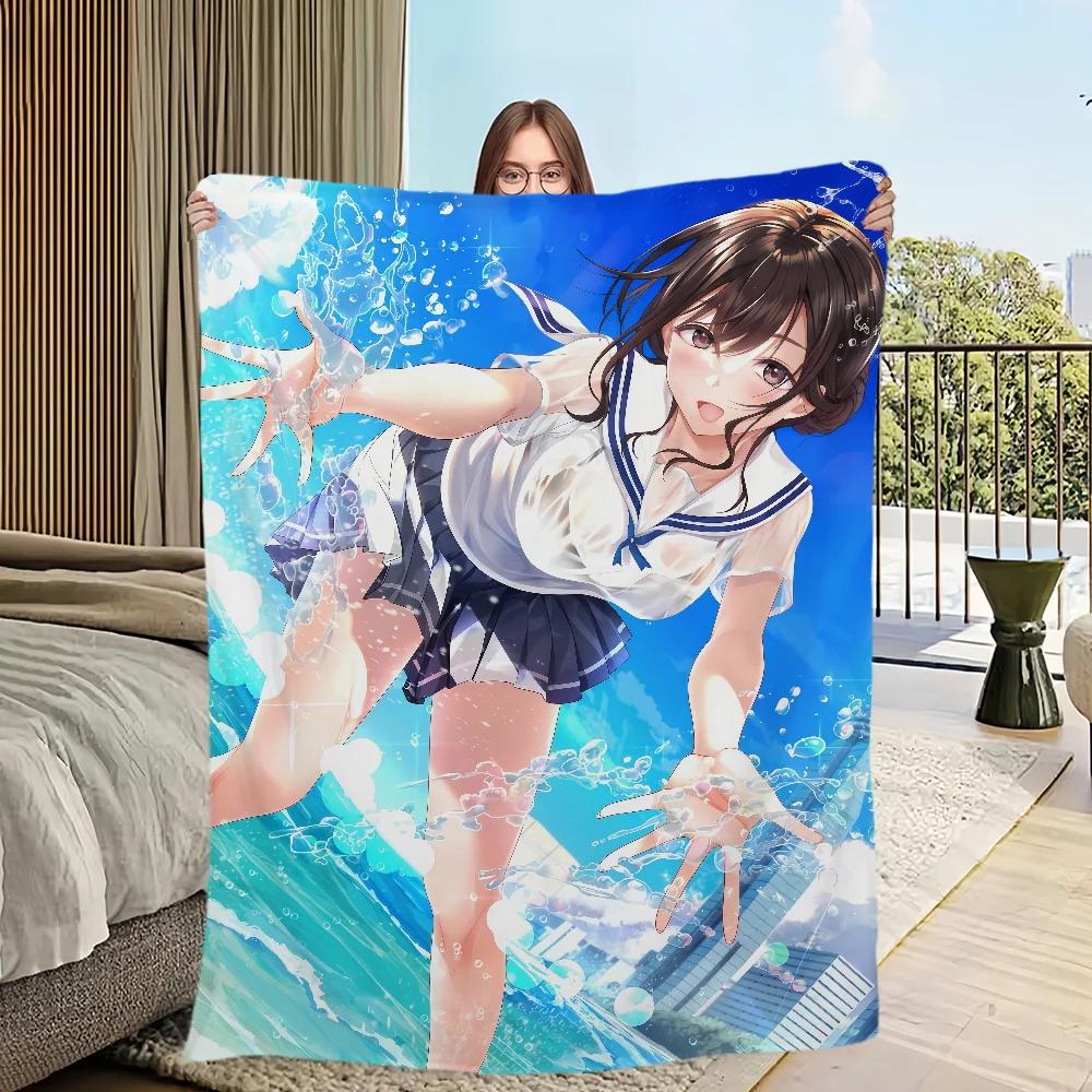 Warm Soft Plush Game Yui Seifuku Fanart KKanojo Blanket for Sofa Living Room Office Bedroom Travel Gift Konomi Flannel