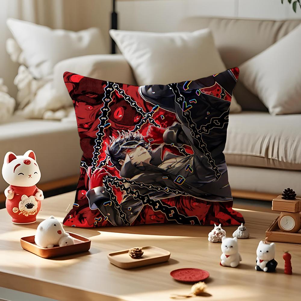 

Anime Game PPersona 5 Cushion Cover Silky Short Plush with Invisible Zipper Dustproof Sofa Pillow Cover for Home Decor 30x30cm