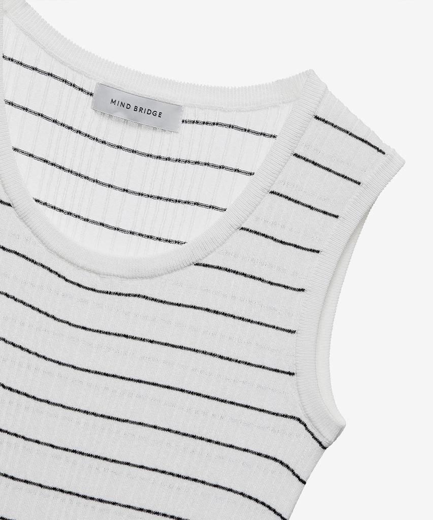 Mind Bridge Women [W] Striped Ivory Knit Sleeveless