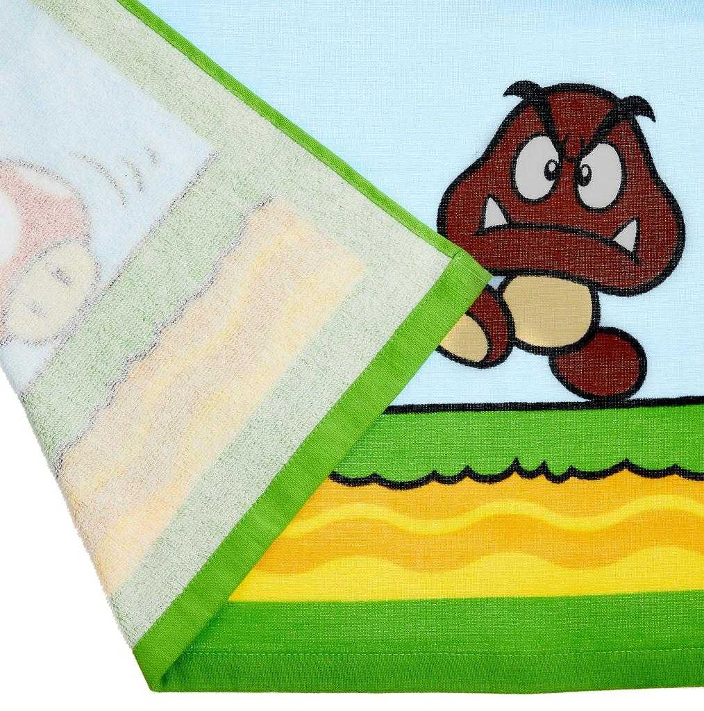 Marushin Baby Bath Nintendo First Gauze 4485006400 Towel, Mario, 90x90cm, Stage, 100% Cotton, & Pile,