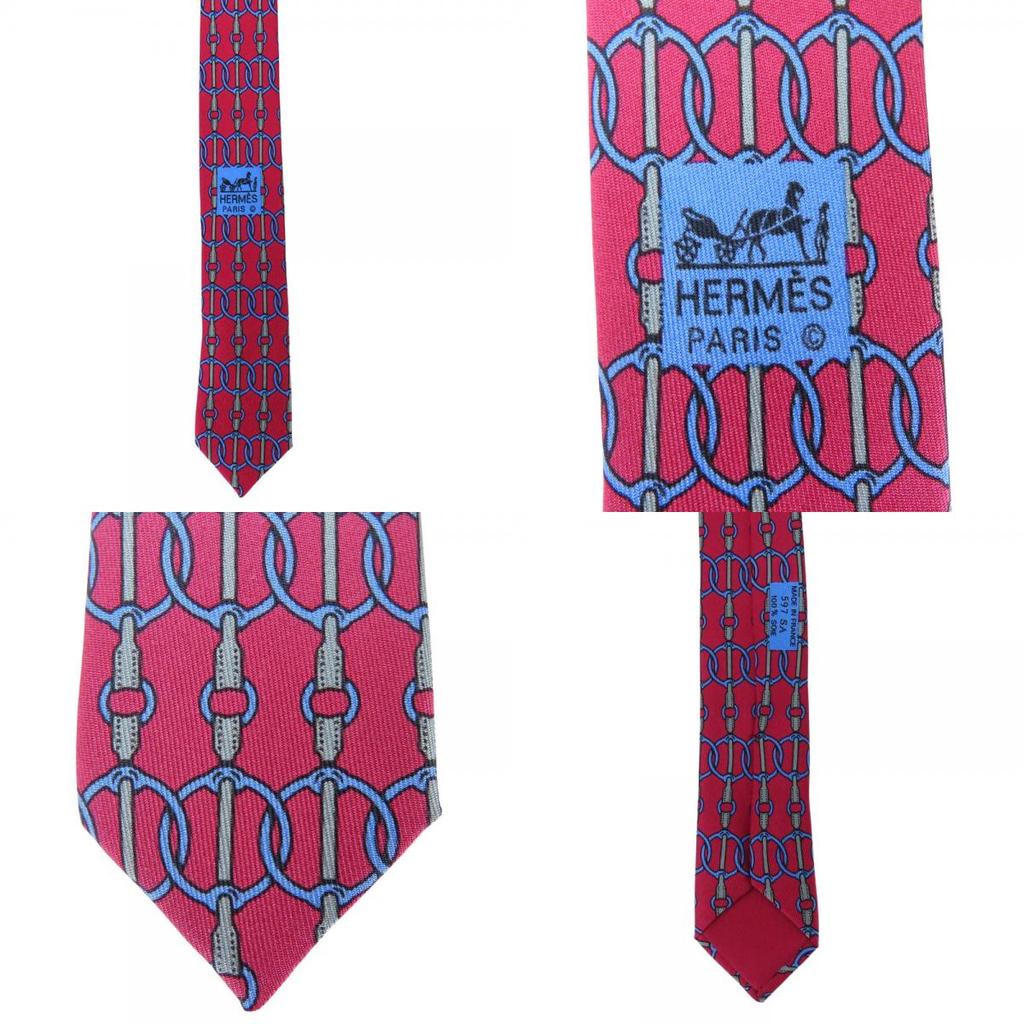 Used HERMES Tie Silk Pink Blue Business