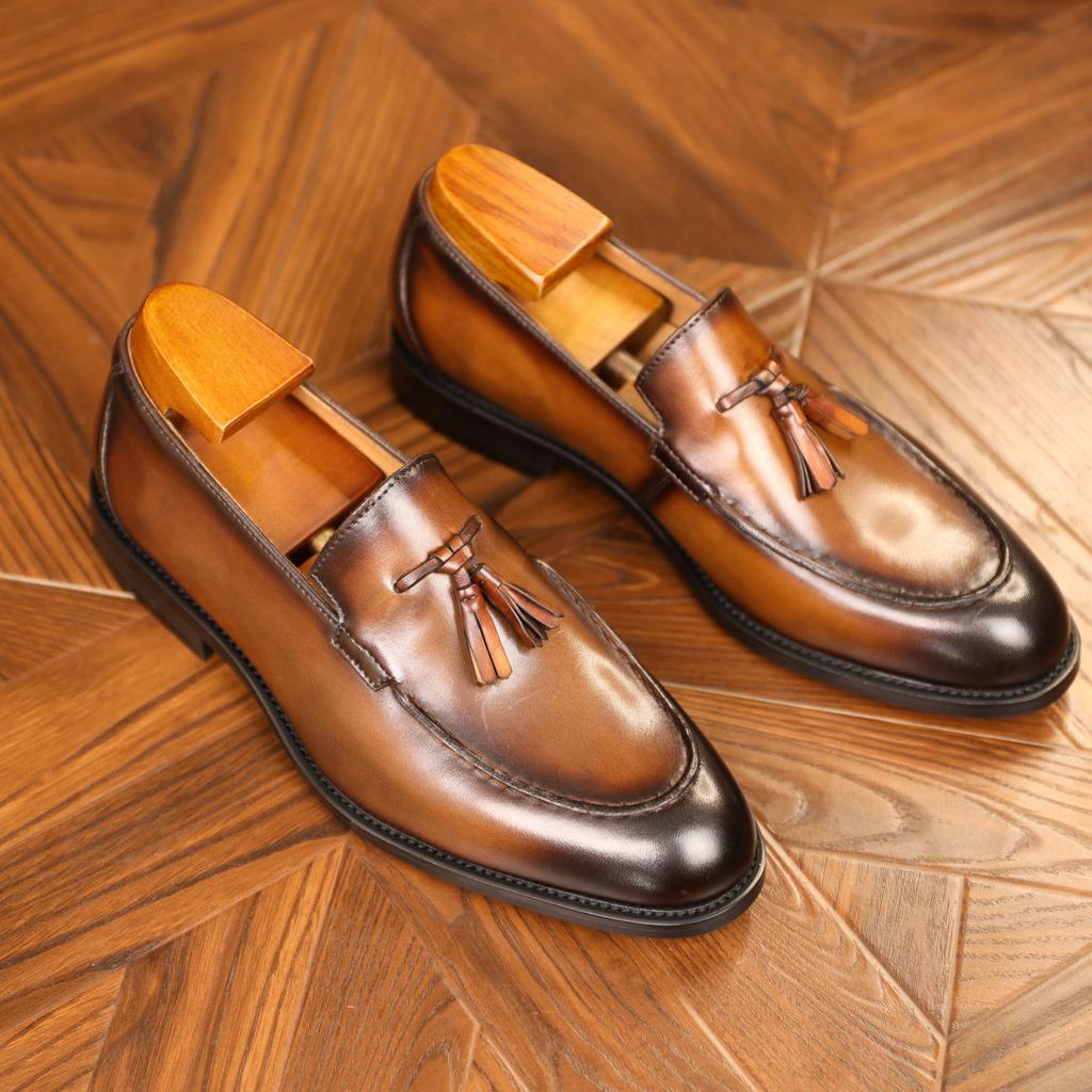 Men's Tassel Loafers Cow Leather Comfortable Slip on Wedding Party Office Dress for Men Classic Designer Outdoor Casual Loafers