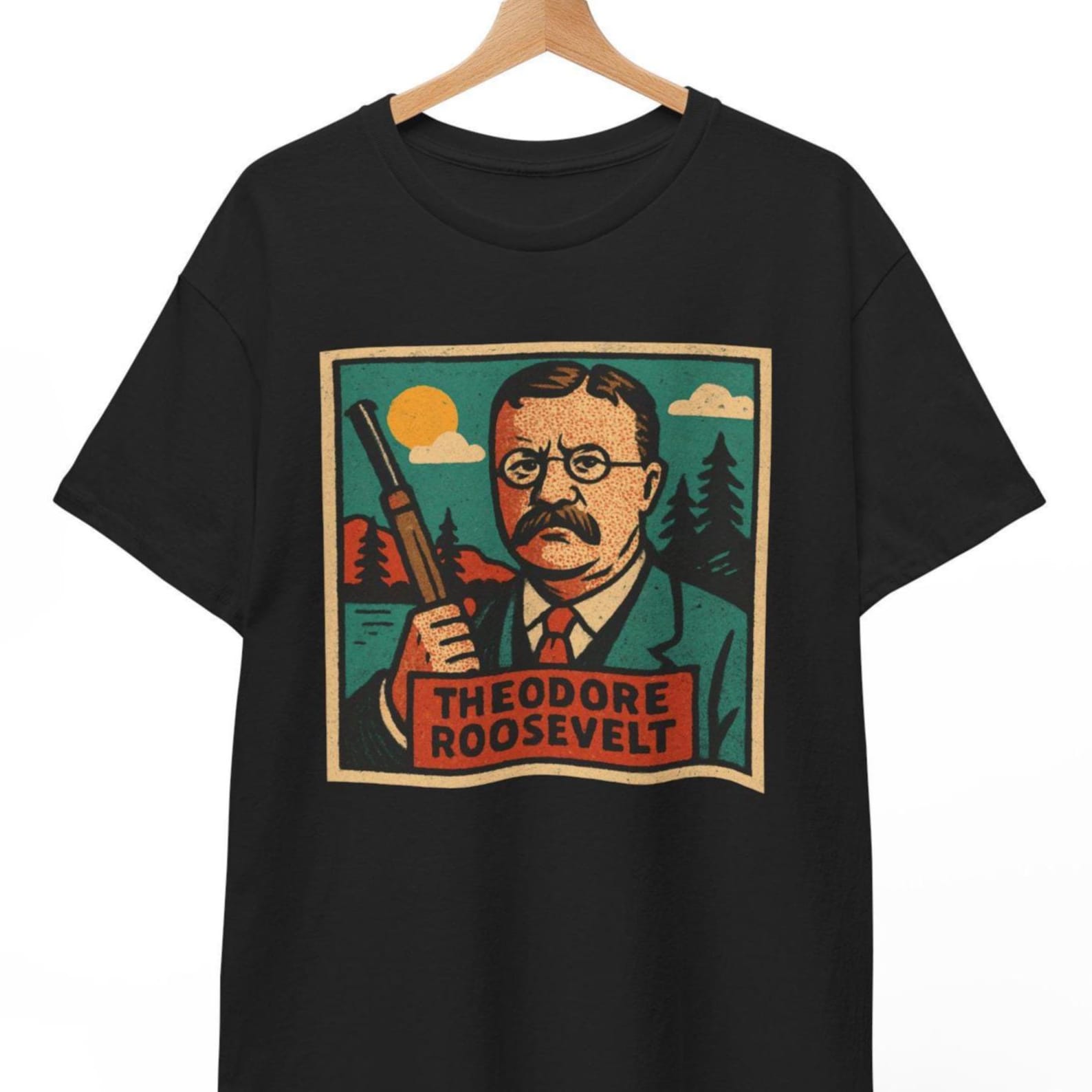 Theodore Roosevelt Comic T-Shirt: Retro President Graphic Tee S